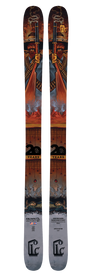Sure! Here’s a revised version of the sentence using your product data: A pair of Icelantic 20 Yr 08/09 Nomad 106 skis adorned with vibrant, detailed artwork featuring a sword, chains, mountains, and the text "20 Years" and "Limited Edition." The bold colors and intricate patterns perfectly embody the spirit of these all-mountain skis.