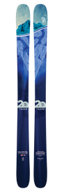 A pair of Icelantic 20 Yr 18/19 Nomad 106 all-mountain skis in blue, featuring an underwater iceberg graphic and special "20th Anniversary" limited edition and ecosystem text details.