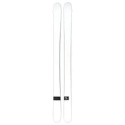 A pair of Icelantic Skis Nomad 100 Whiteout are placed side by side on a plain background, featuring minimal markings and a small logo near the base of one ski.
