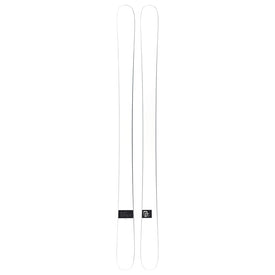 A pair of Icelantic Skis Nomad 94 Whiteout skis, featuring a white design with subtle black detailing in the center, displayed side by side on a plain white background.