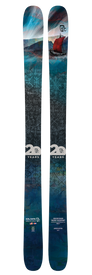 Introducing the Icelantic 20 Yr 20/21 Nomad 106 skis—a special anniversary edition that celebrates 20 years of Icelantic. These all-mountain skis feature a bold blue gradient design adorned with Nordic runes, a Viking ship with a red sail, and a distinctive “20 years” graphic. Blending eye-catching visuals with exceptional freeride performance, they honor two decades of innovation and craftsmanship from the Icelantic brand.