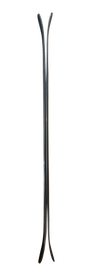 Two black handmade Icelantic 23/24 Saba Pro 117 skis are crossed and standing upright against a plain white background.