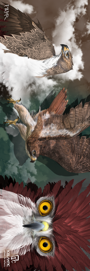 Experience the 23/24 Nomad Freeride Fine Art Print by Icelantic, featuring a detailed illustration of a hawk soaring through a cloudy sky from multiple perspectives. The artwork highlights an up-close view of the bird’s intense yellow eyes and intricate feathers at the bottom, capturing every majestic detail of the hawk in flight. Perfect for display as a fine art print or as a striking wrapped canvas, this piece brings nature’s power and beauty into any space.
