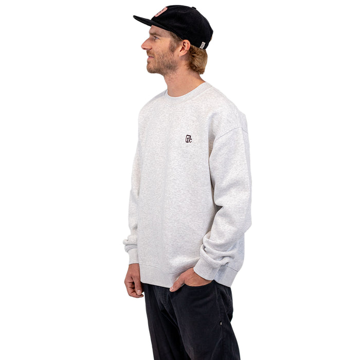 Embroidered One Degree Crew - White Heather
