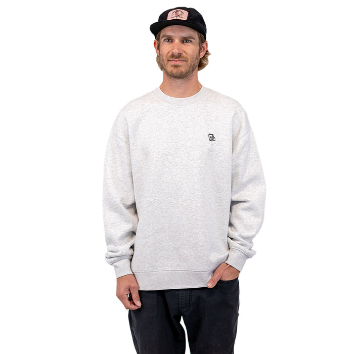 Embroidered One Degree Crew - White Heather