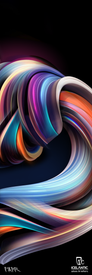 Dynamic, swirling abstract ribbons on a black background, featuring the “FAFHR” signature in the corner and the Icelantic Skis logo and tagline in white at the bottom right. The 25/26 Riveter 95 Fine Art Print is available as a vibrant giclee fine art print or as a ready-to-hang wrapped canvas for a stunning display.