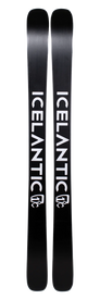 A pair of Black Icelantic Whiteout Nomad 100 skis, each featuring the ICELANTIC name and a white bison logo printed vertically, displayed side by side on a white background.