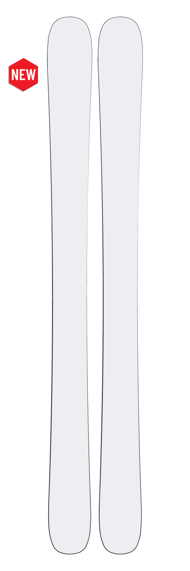 A pair of Icelantic Whiteout Nomad 112 freeride skis stands upright side by side on a light background. A red badge with the word NEW appears in the upper left corner, highlighting this limited-edition release.
