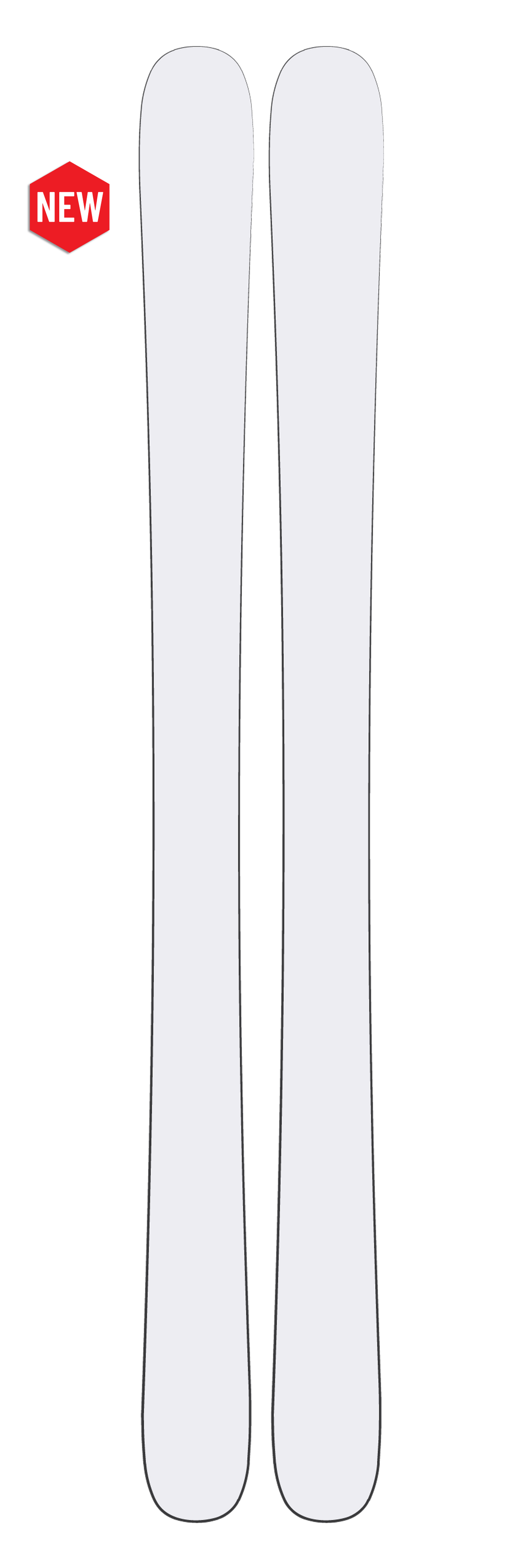 A pair of Icelantic Whiteout Nomad 94 skis from the Whiteout Collection are displayed side by side on a light background. A red "NEW" label appears in the top left corner.