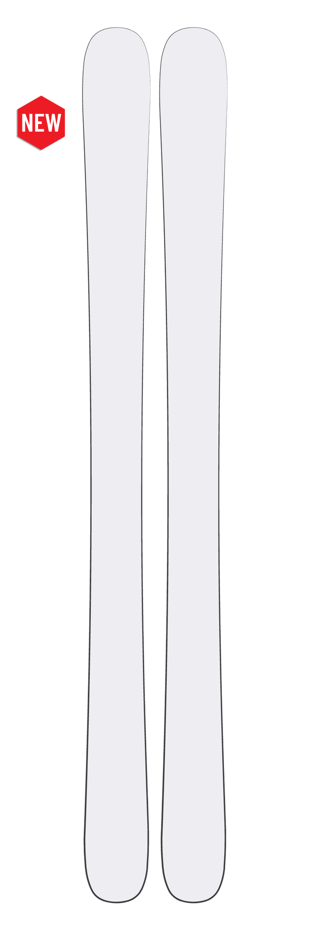 A pair of Icelantic Whiteout Nomad 94 skis from the Whiteout Collection are displayed side by side on a light background. A red "NEW" label appears in the top left corner.