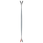 A top-down view of the Icelantic Skis Nomad 100 snowboard, featuring a twin-tip shape and a mostly black design with a red accent on one end, set against a white background.