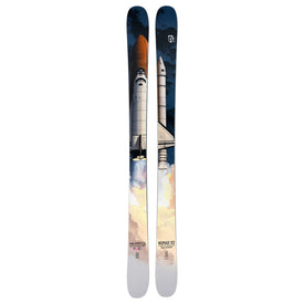 The Icelantic Skis Nomad 112 features a graphic of a space shuttle launching, with smoke and clouds at the base and the shuttle ascending against a blue sky.