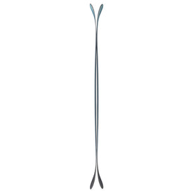 A pair of Icelantic Skis Rocky Mtn NP 100 stand upright, viewed from the side to reveal their curved tips and sleek, narrow profile against a white background—handmade in Colorado as an all-mountain ski.