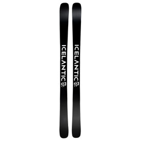 A pair of black Icelantic Skis Torrent 88 skis with the word ICELANTIC written vertically in white on each ski and a small white logo below the text.
