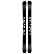 A pair of Maiden 94 skis by Icelantic Skis, featuring a black design with the word “ICELANTIC” and a white logo printed vertically on each ski. The skis are displayed side by side on a white background.