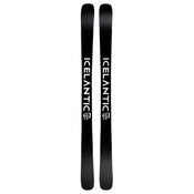 Two black Tempest 88 skis from Icelantic Skis are placed side by side, each featuring the word “ICELANTIC” and a small white logo printed vertically. The skis have rounded tops and bottoms, and the background is white.