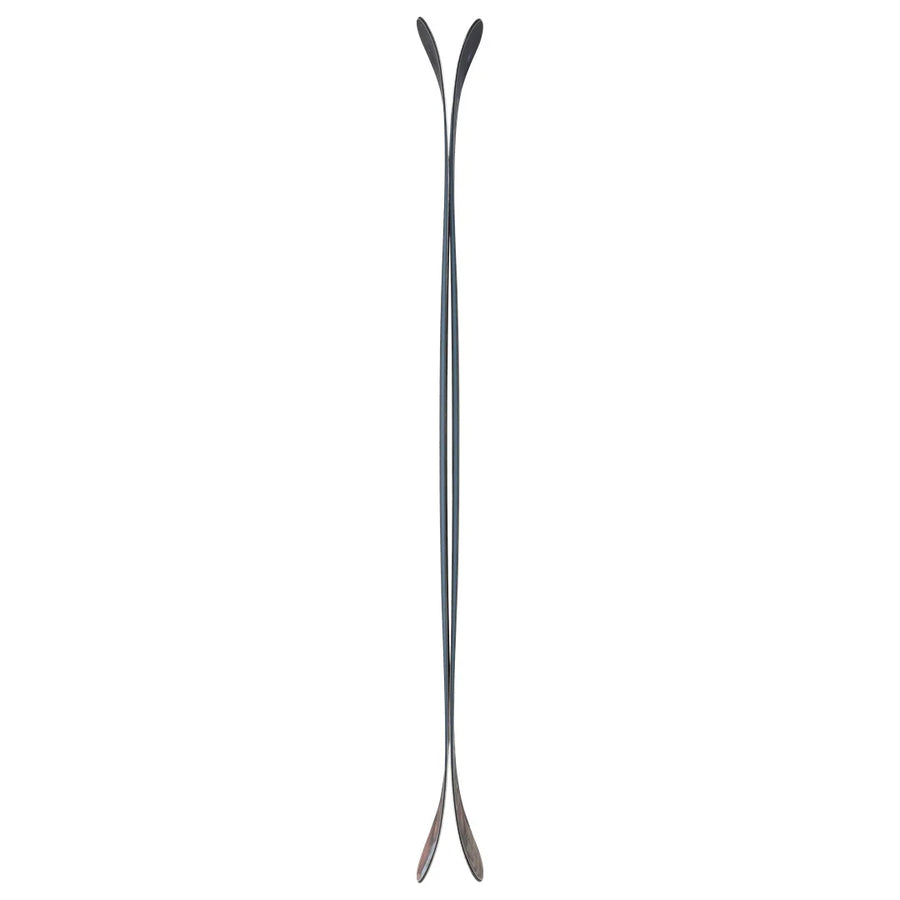 The Maiden 108 by Icelantic Skis is a long, slender metal object featuring flat, curved tips at both ends—reminiscent of a shoehorn or spatula—shown in a photograph set against a white background.