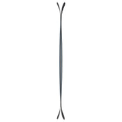 A symmetrical, vertical image of the Icelantic Skis Nomad 94 seen from the side, displaying its camber profile with both ends curving upward and a thin waist in the middle against a white background.