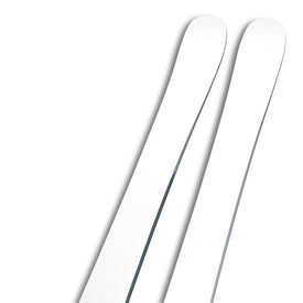 Two Icelantic Skis Nomad 94 Whiteout skis with rounded tips are shown diagonally on a plain white background, with only the upper sections visible.