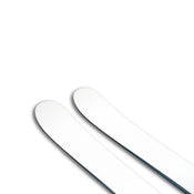 Two Icelantic Skis Nomad 106 Whiteout skis with rounded tips are placed side by side on a white background, photographed from above.