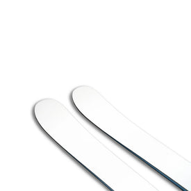 Two Icelantic Skis Nomad 106 Whiteout skis with rounded tips are placed side by side on a white background, photographed from above.