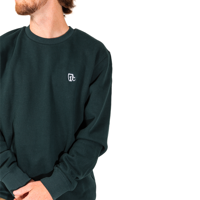 Embroidered One Degree Crew - Pine Green