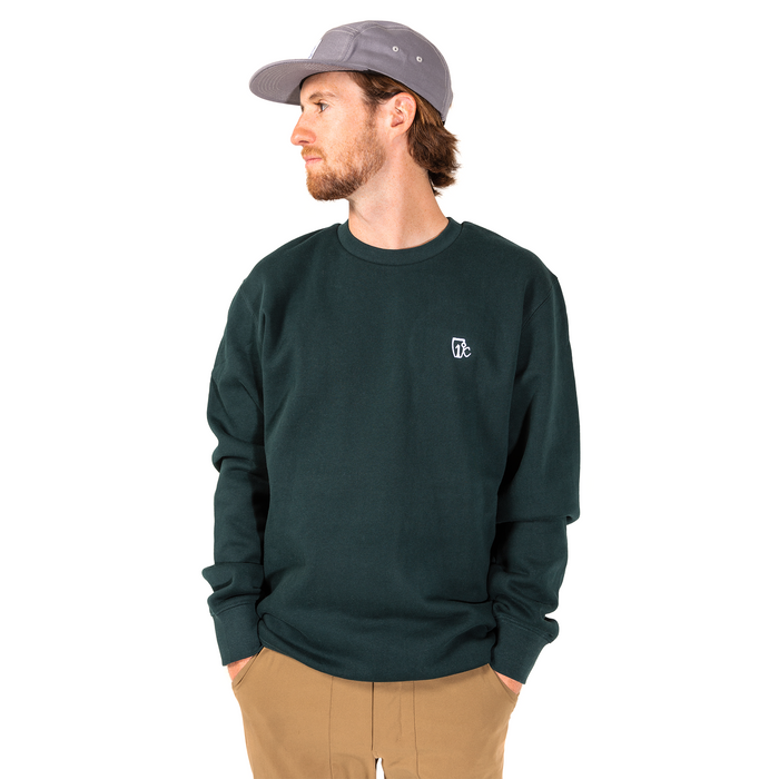 Embroidered One Degree Crew - Pine Green