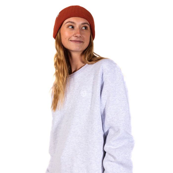 Embroidered One Degree Crew - White Heather