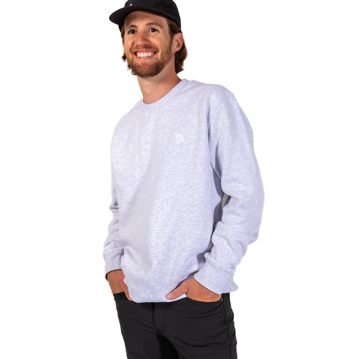 Embroidered One Degree Crew - White Heather