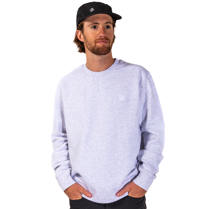 Embroidered One Degree Crew - White Heather