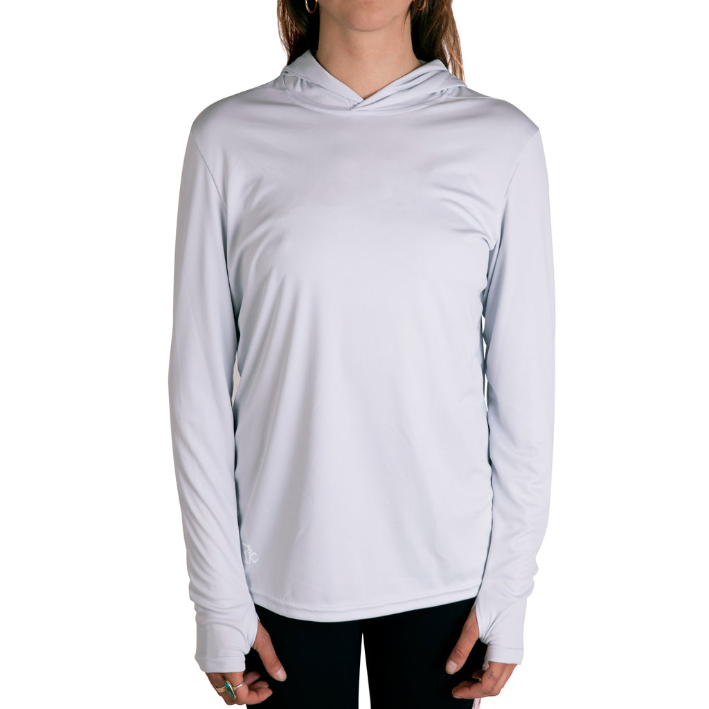 Womens UV Sun Hoodie - Lt Grey — Icelantic Skis