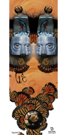 Surreal art featuring mirrored faces, fish in glass jars, fur textures, and monarch butterflies set against a wood background. The design includes the “V” zodiac symbol and the Icelantic logo at the bottom. Offered as the 13/14 Gypsy Fine Art Print by Icelantic — available as a premium fine art print or presented as a striking wrapped canvas giclée for an elevated display.