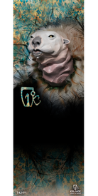 A surreal digital illustration from Icelantic titled "14/15 Scout Fine Art Print" depicts the Capricorn zodiac as a goat with a fishlike neck and textured fur, set among abstract backgrounds. The Capricorn symbol is displayed on the left, with Icelantic branding featured at the bottom. Offered as a stunning giclee print or wrapped canvas, this artwork adds celestial elegance to your space through fine art printing.