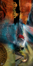 Experience “20/21 Nomad Freeride Fine Art Print” by Icelantic Skis—an abstract composition featuring ancient ruins, symbolic motifs, a vivid red sailboat gliding on water, a stone pyramid, palm trees, dramatic cliffs, and the enigmatic presence of a solar eclipse. This surreal and colorful landscape blends layers of cultural elements for a striking visual display. Available as fine art prints or exquisite giclee art prints on stretched canvas to elevate your space.