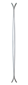 Two metal surgical retractors are placed symmetrically with tips curving outward, forming an X-like shape on a white background, reminiscent of the sleek design characteristic of Icelantic's handmade Scout 88 mountain carving skis.