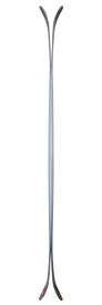 A pair of Icelantic 22/23 Nomad Lite skis stand upright with their tips crossed against a white background.