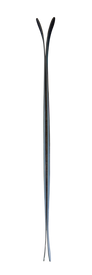 A pair of Icelantic 22/23 Riveter 104 skis stand upright with their tips crossed and touching at the top, isolated on a white background.